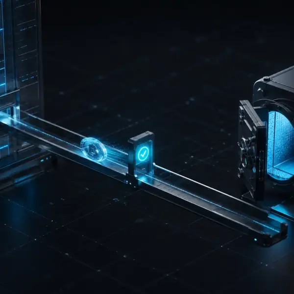 A verified digital transfer path from an exchange tower to an offline vault