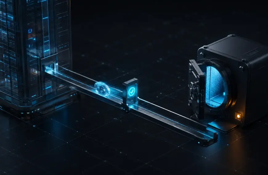 A verified digital transfer path from an exchange tower to an offline vault