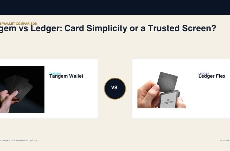 Tangem Wallet cards and Ledger Flex compared for card simplicity and trusted-screen verification
