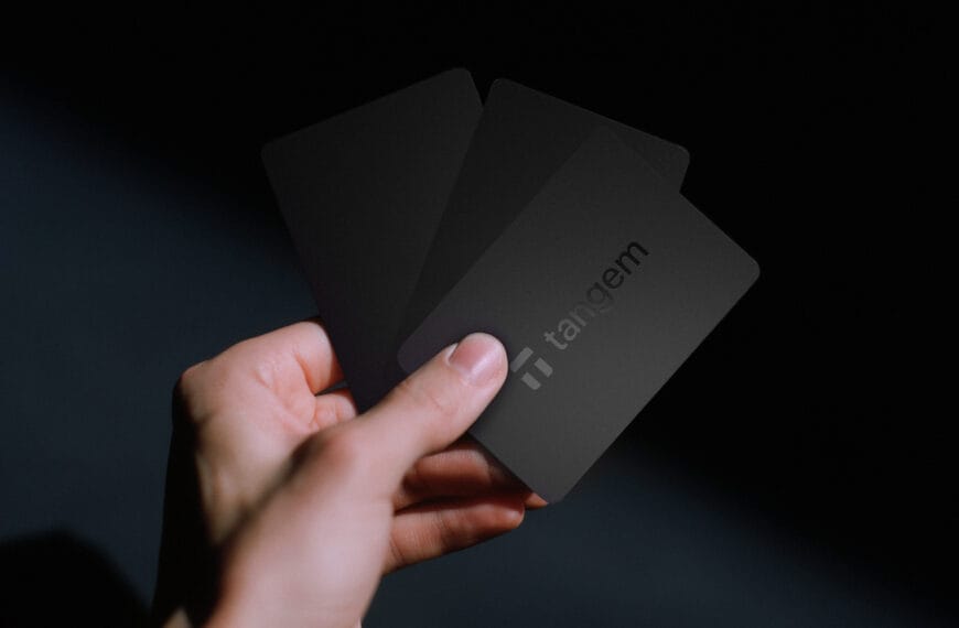 Tangem Wallet cards shown in an official Tangem product image for the Cryptophia Research review
