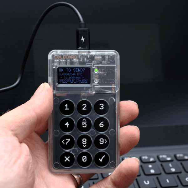 A physical COLDCARD hardware wallet device