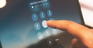 Finger verifying information on a smartphone security screen