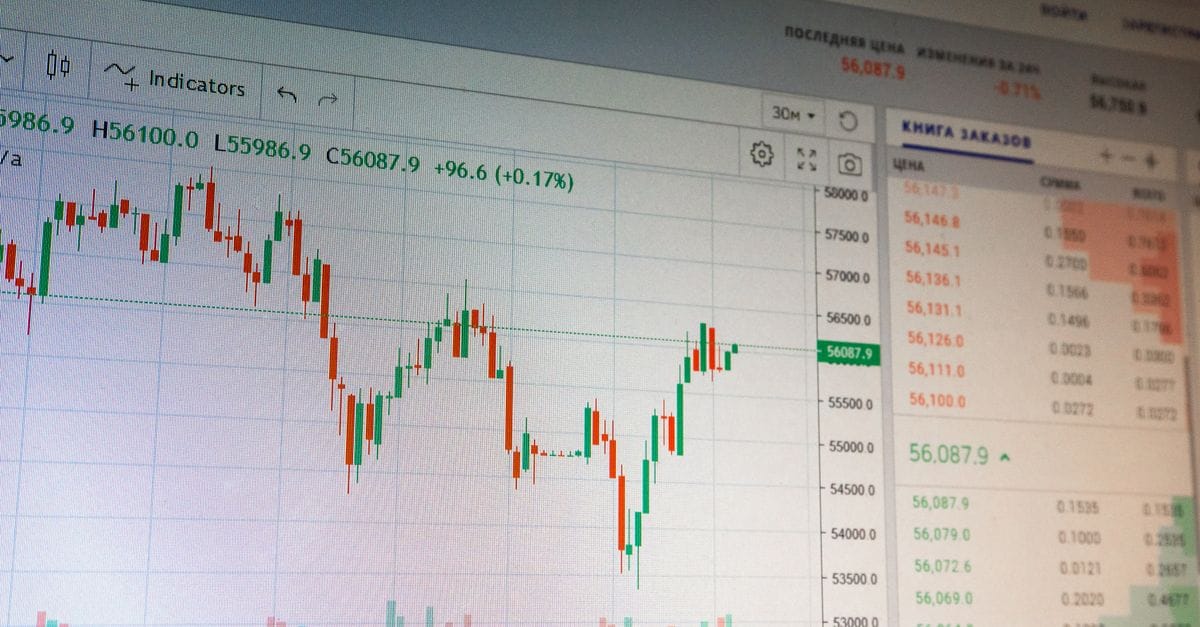 Cryptocurrency market graph showing red and green price movement