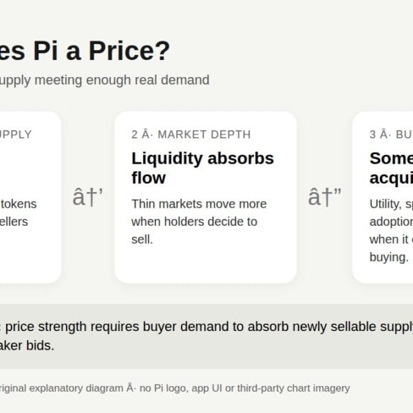 Pi Network price mechanism showing sellable supply, market liquidity and buyer demand