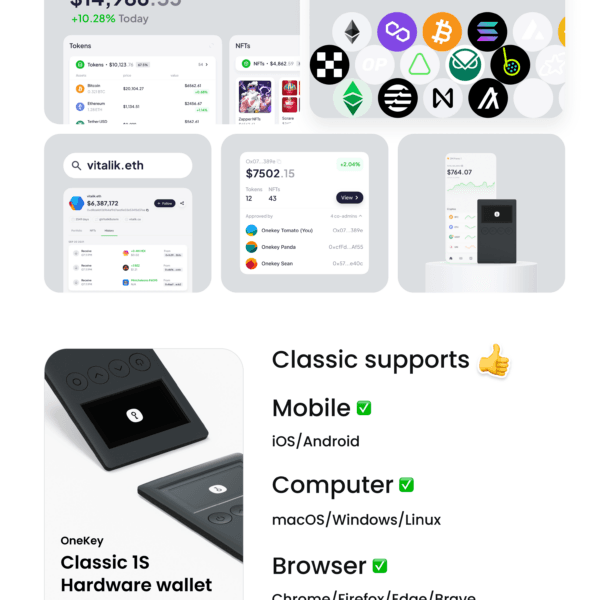 OneKey Classic 1S hardware wallet in an official OneKey product image