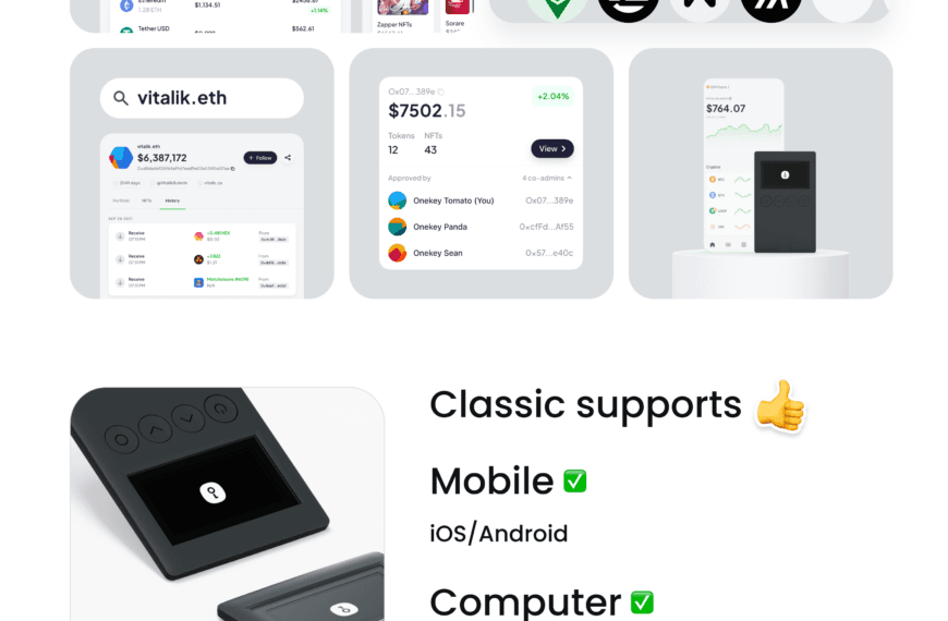OneKey Classic 1S hardware wallet in an official OneKey product image