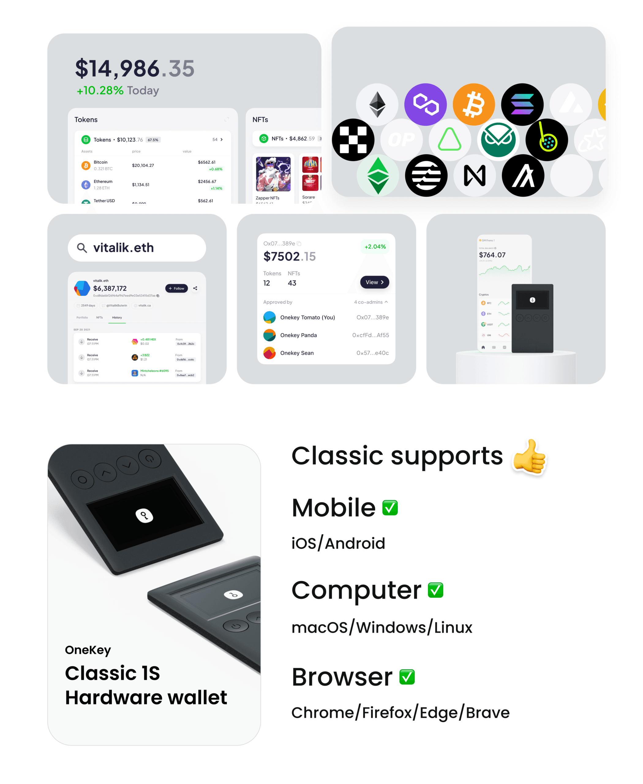 OneKey Classic 1S hardware wallet in an official OneKey product image